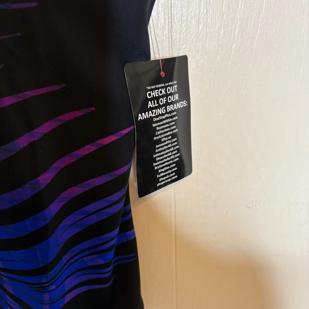 Swimsuits For All One Piece Swimsuit 18 Blue Palm Square Neck Tummy Control NWT - Picture 9 of 13